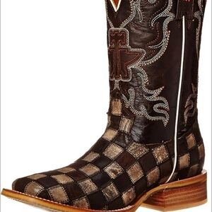 Tin Haul Black and Brown Patterned Cowboy Boots
